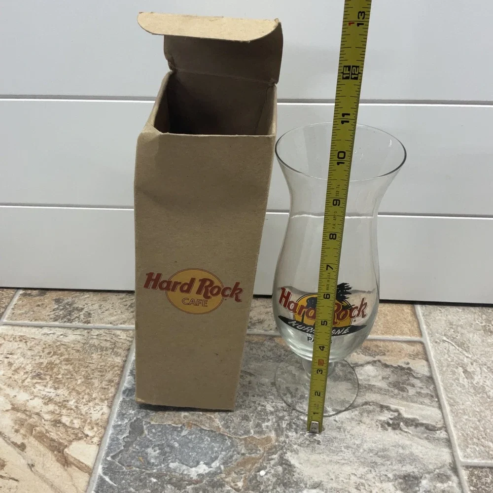 Hard Rock Cafe Paris Hurricane Glass Clear Souvenir Barware Footed Cocktail 9.5